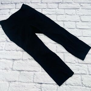 lululemon Crop Leggings Black Size 6 High Waist Perforated Leg Detail